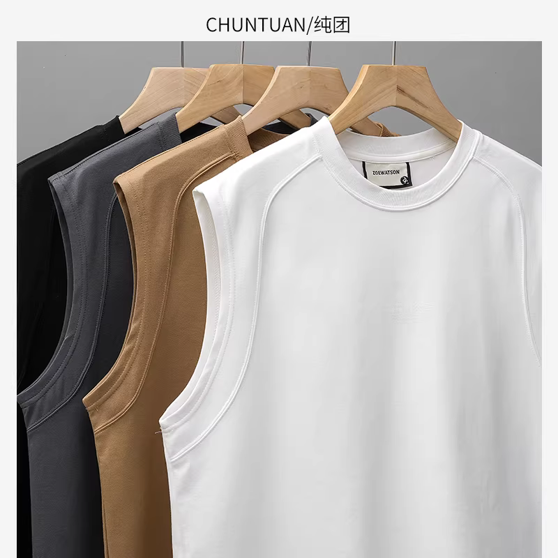 Áo ba lỗ nam kiểu Mỹ nguyên bản 300G, chất liệu dày dặn, kiểu dáng mới mùa hè, form rộng, áo thể thao tập luyện, áo thun không tay thời trang, chất liệu nặng.