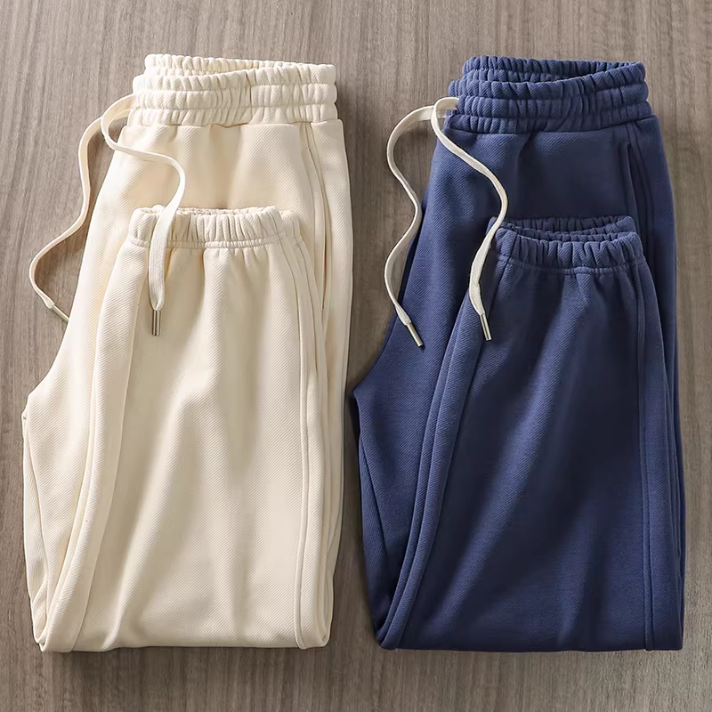 Quần jogger nỉ dày kiểu Mỹ dành cho nam, mùa thu đông, lót lông cừu, dày dặn, quần thể thao rộng rãi, phong cách thường ngày.