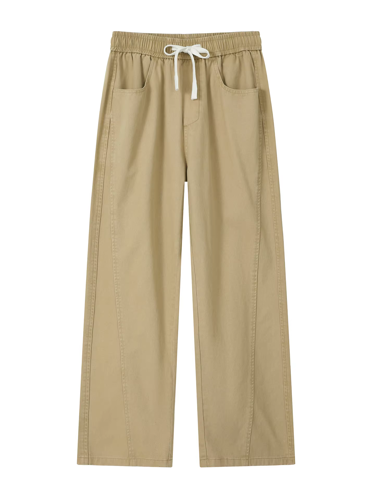 Quần cargo cotton nguyên chất hạng nặng dành cho nam, mùa xuân và mùa thu, kiểu vá theo phong cách Mỹ, quần ống rộng dáng rộng màu kaki, quần ống thẳng.