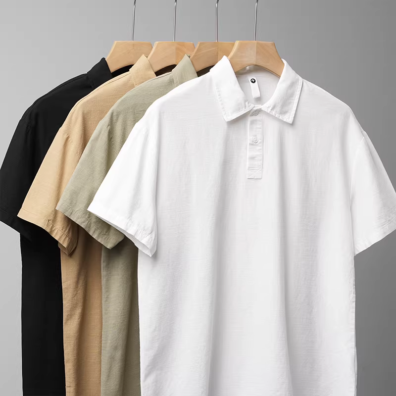 Áo polo nam chất liệu cotton tre nguyên chất, tay ngắn, mùa hè thoáng mát, cao cấp, màu trơn, kiểu dáng Mỹ, có cổ.