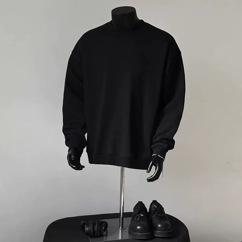 Đồ xuất khẩu dư thừa ~ Áo thun cổ tròn trơn màu, dáng rộng, unisex, chất liệu mềm mại, xuất xưởng sớm mùa thu