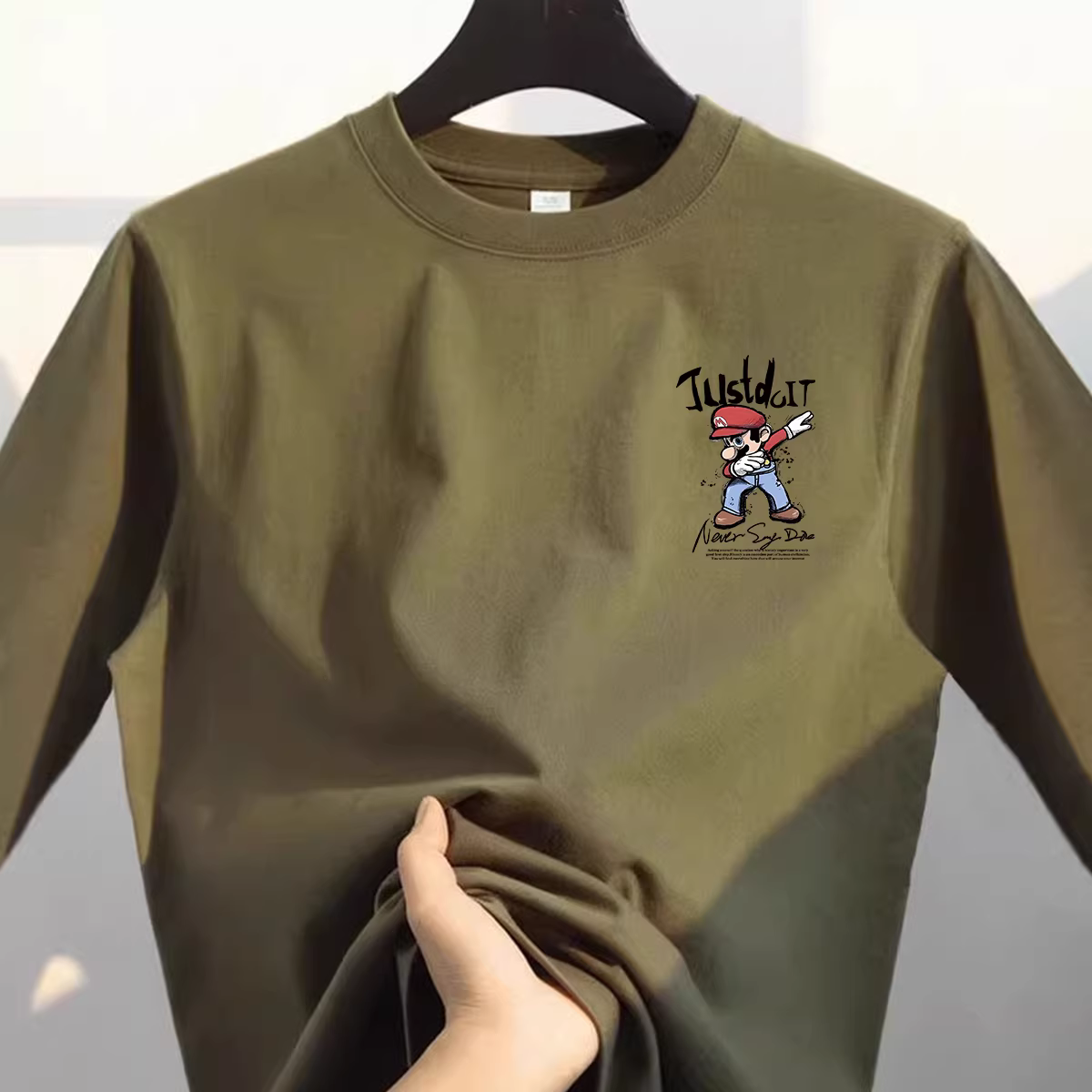 Outlet~ Quầy xuất khẩu hàng hiệu giá rẻ đa năng, chất liệu cotton nguyên chất, áo thun dài tay unisex mùa thu đông mới, áo lót cơ bản