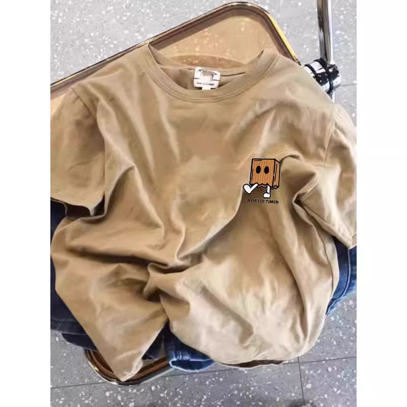 Xả kho hàng hiệu~ Hàng tồn kho xuất khẩu, hàng xuất khẩu cắt mác, phong cách retro Mỹ, áo thun cotton nguyên chất in hình, dáng rộng, tay ngắn mới dành cho nam và nữ