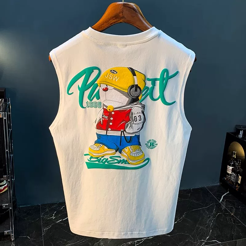 Cửa hàng~ Quầy hàng xuất khẩu hàng hiệu với giá giảm, áo gile cotton nguyên chất cổ điển, áo thun in họa tiết mỏng.