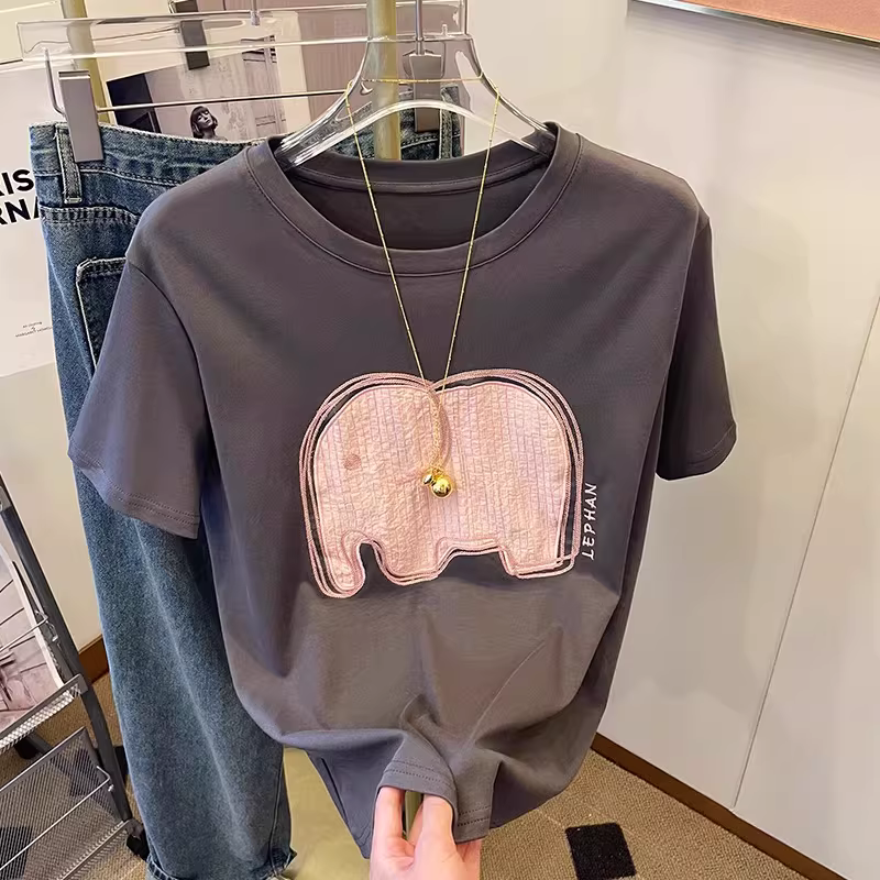 Áo thun nữ tay ngắn in hình thời trang mới, hàng xuất khẩu, giá rẻ, thanh lý kho