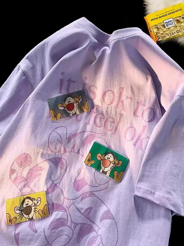 Giảm giá đặc biệt~ Hàng xuất khẩu có thương hiệu, áo thun cotton nguyên chất kiểu Mỹ cổ điển, giảm giá, dành cho nam và nữ, dáng rộng, tay ngắn.