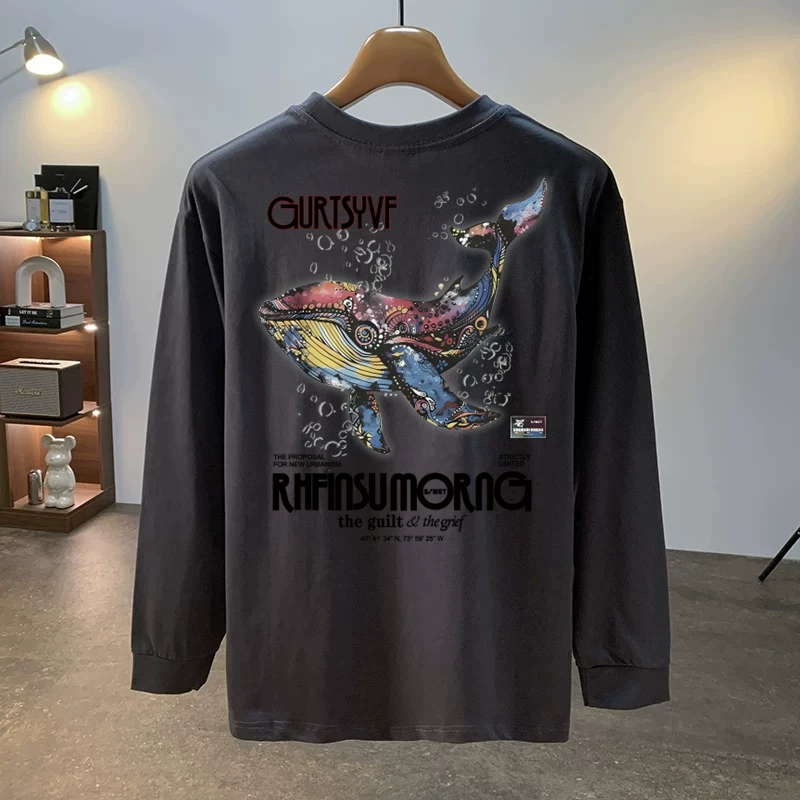 Outlet~ Hàng xuất khẩu thanh lý, áo thun dài tay đa năng thu đông mới chất cotton nguyên chất kiểu Mỹ cổ điển giá rẻ