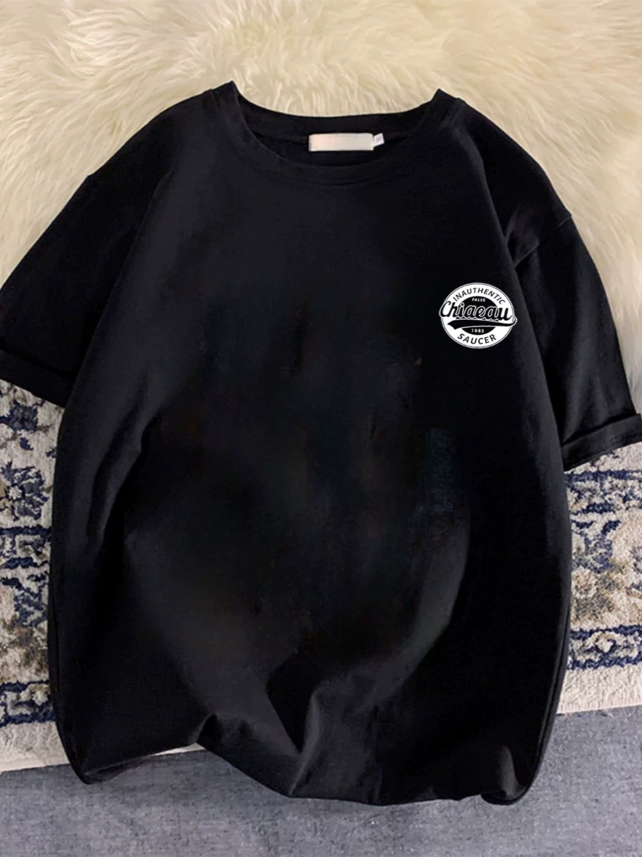 Hàng tồn kho xuất khẩu thanh lý ~ Áo thun cotton nguyên chất kiểu dáng mới đơn giản thời trang, phong cách thường ngày, rộng rãi, unisex, tay ngắn