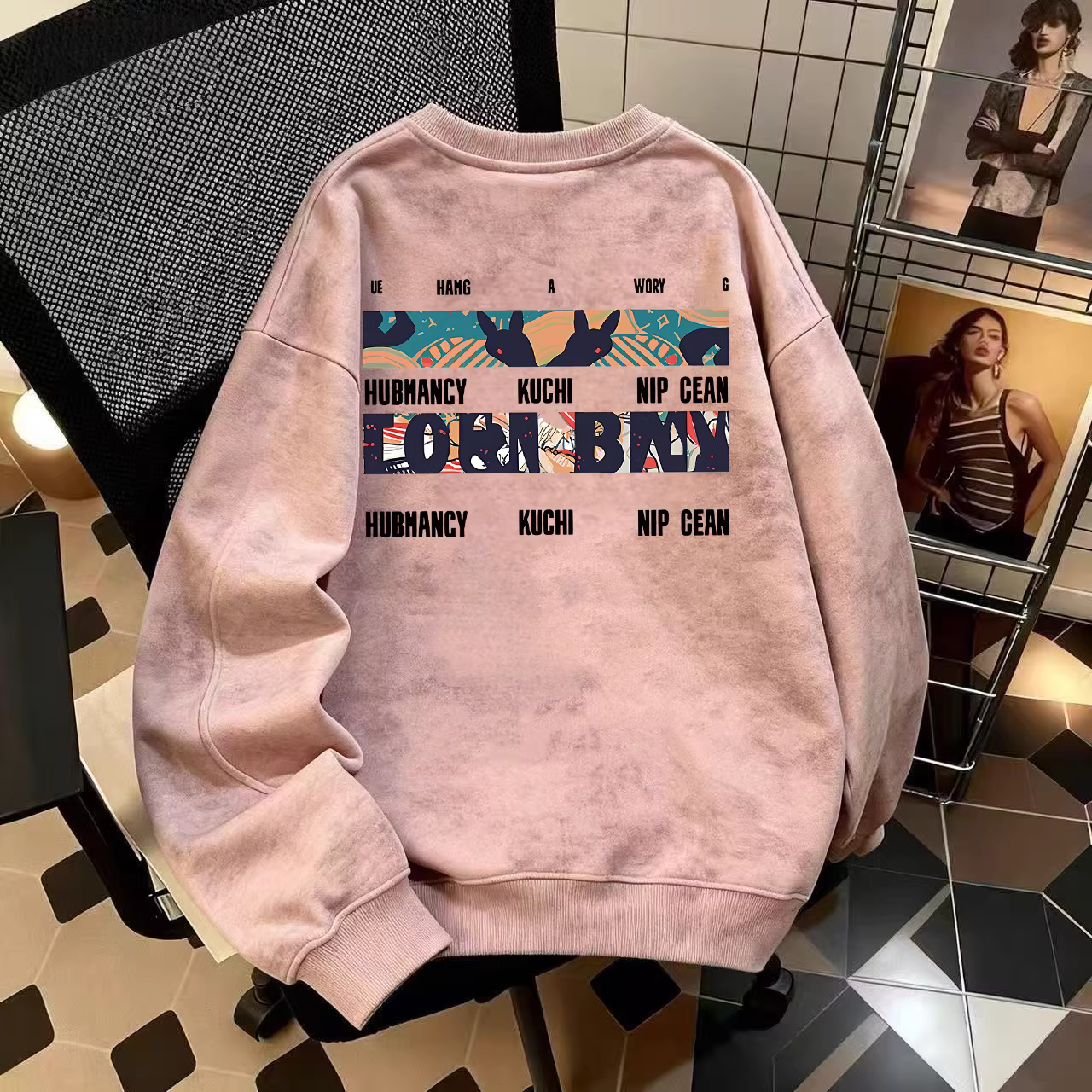 Áo thun nỉ dày giữ ấm phong cách Mỹ, in tie-dye, mùa thu đông, xuất khẩu, hàng hiệu, giá rẻ