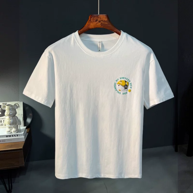 Outlet~ Hàng xuất khẩu thanh lý, giá hời phong cách Hồng Kông, áo thun cotton nguyên chất in họa tiết mùa hè tay ngắn mới 100%