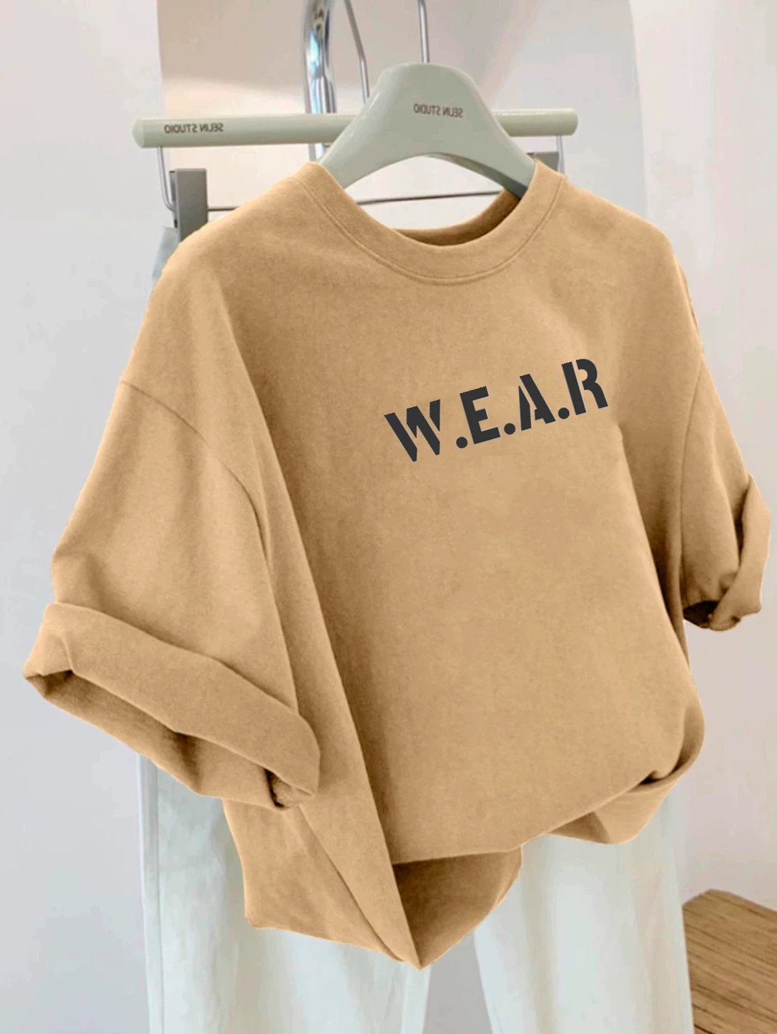 Đơn hàng xuất khẩu dư thừa ~ Cắt mác, thu hồi từ ngoại thương, in ấn, cá nhân hóa, cổ tròn, chất liệu cotton nguyên chất, đơn giản, thời trang, tay ngắn, phong cách Hồng Kông, kiểu ins.