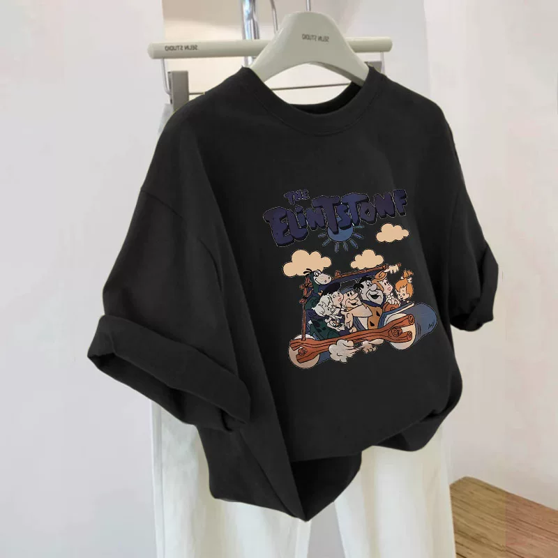 Giảm giá đặc biệt~ Hàng xuất khẩu dư thừa, áo thun cotton dày dặn, kiểu dáng rộng rãi, đa năng, in họa tiết, tay ngắn, giá ưu đãi