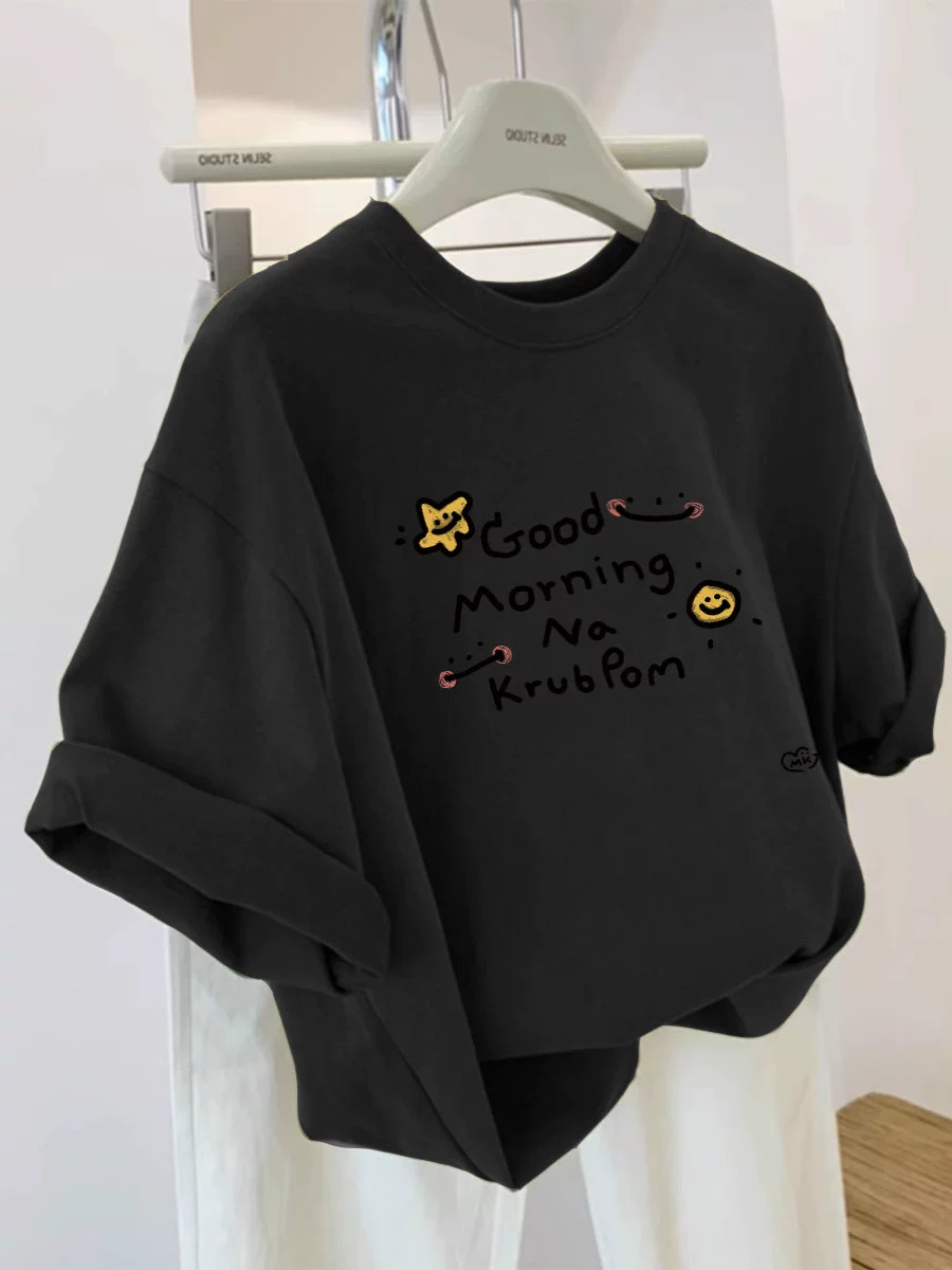 Xả kho hàng xuất khẩu dư thừa ~ Áo thun unisex tay ngắn chất liệu cotton nguyên chất, kiểu dáng rộng rãi, phong cách thời trang mùa hè mới