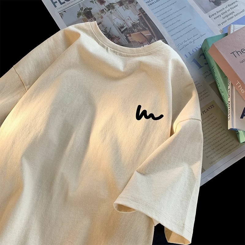 Giảm giá đặc biệt~ Hàng xuất khẩu dư thừa, áo thun cotton nguyên chất tay ngắn dáng rộng đơn giản hợp thời trang mùa hè giảm giá