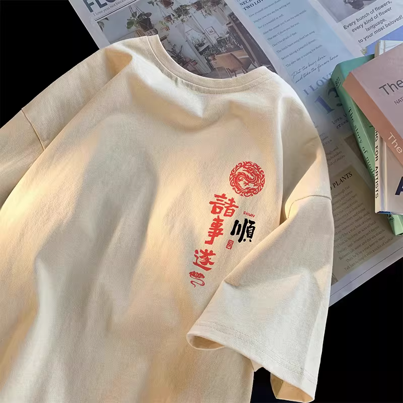 Outlet~ Thương hiệu xuất khẩu thanh lý hàng mùa hè áo thun cotton nguyên chất mới in họa tiết tay ngắn đa năng