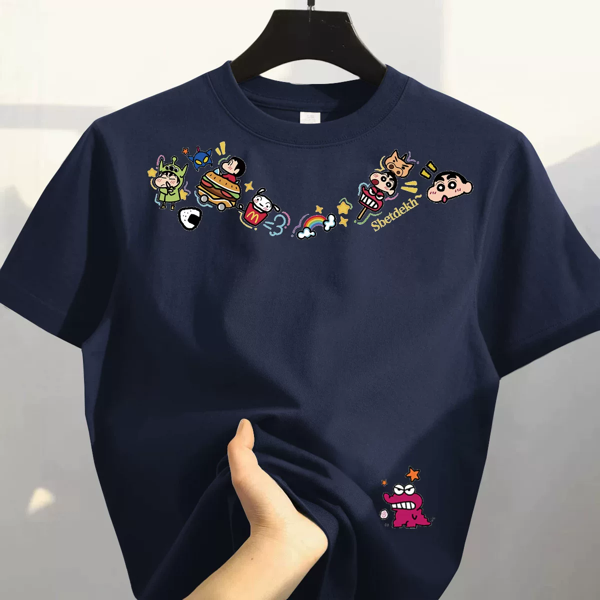 Giảm giá đặc biệt~ Hàng xuất khẩu dư thừa, hàng giảm giá, áo thun cotton ngắn tay in hình hoạt hình mới dành cho cặp đôi nam nữ.