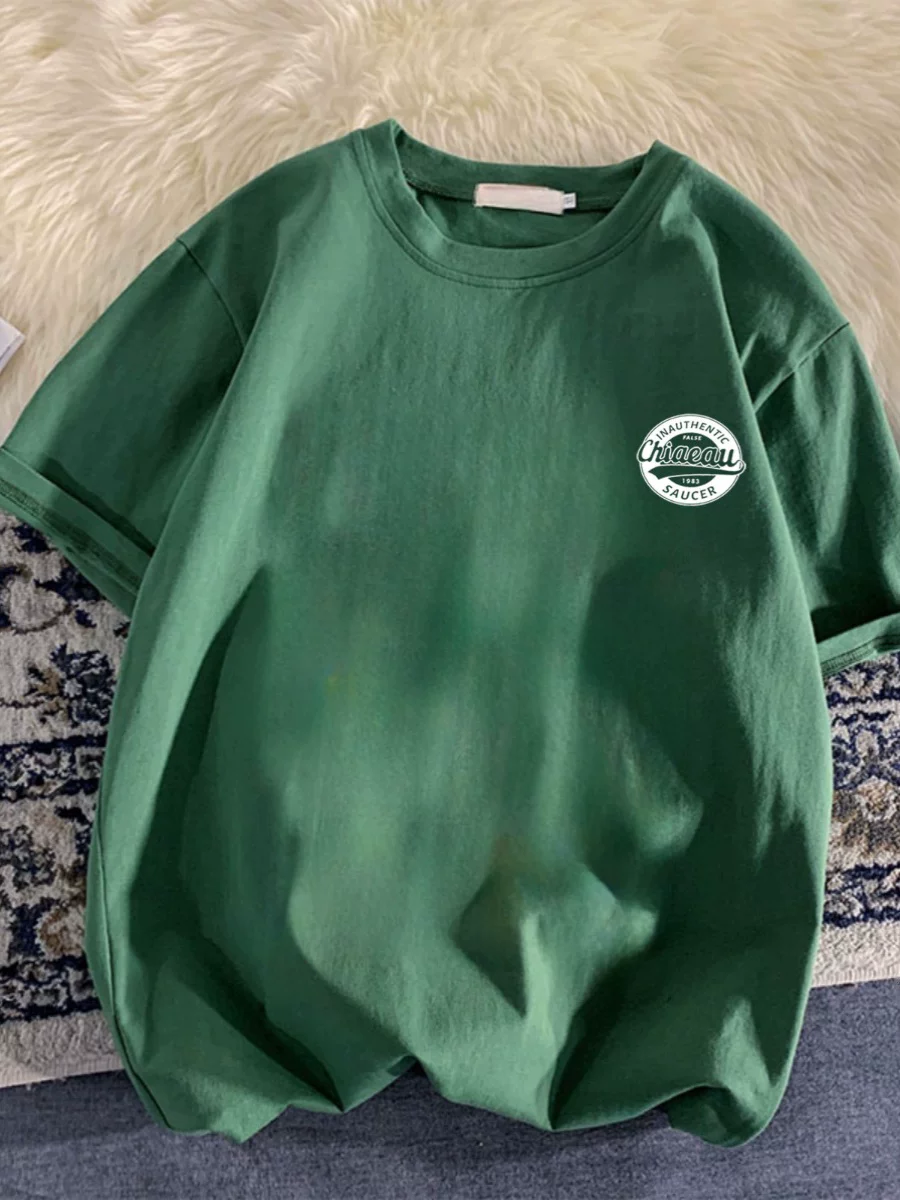 Hàng tồn kho xuất khẩu thanh lý ~ Áo thun cotton nguyên chất kiểu dáng mới đơn giản thời trang, phong cách thường ngày, rộng rãi, unisex, tay ngắn