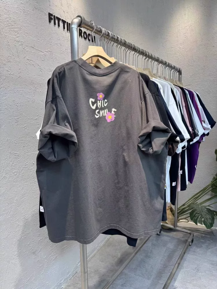 Áo thun cotton nguyên chất tay ngắn, kiểu Hàn Quốc thời trang, unisex, đa năng, hàng xuất khẩu, giá rẻ.