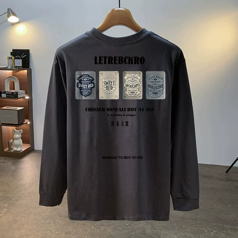 Áo thun cotton thu đông dáng rộng, kiểu Mỹ, hàng xuất khẩu, giá rẻ, chất liệu cotton nguyên chất, đa năng, tay dài