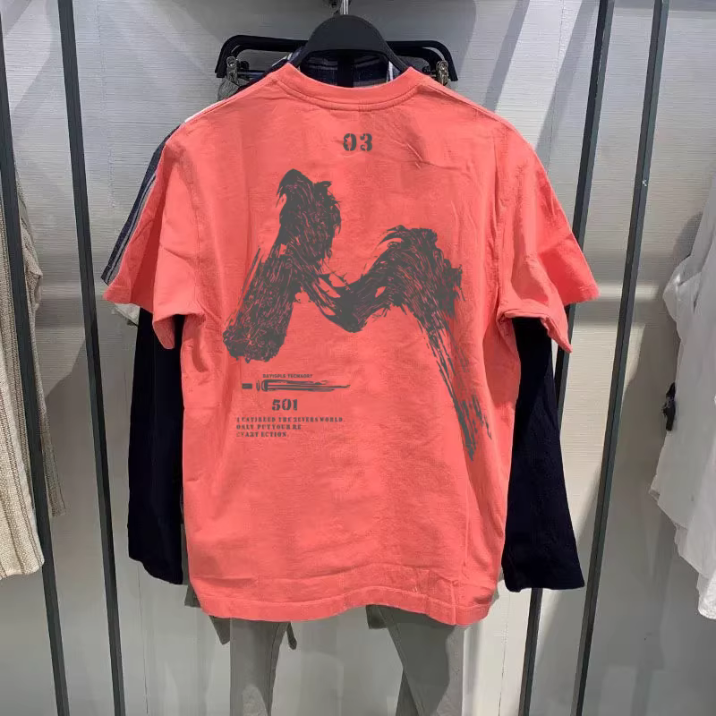 Outlet~ Hàng xuất khẩu giảm giá, áo thun cotton nguyên chất kiểu Mỹ mới in hình, tay ngắn, unisex.