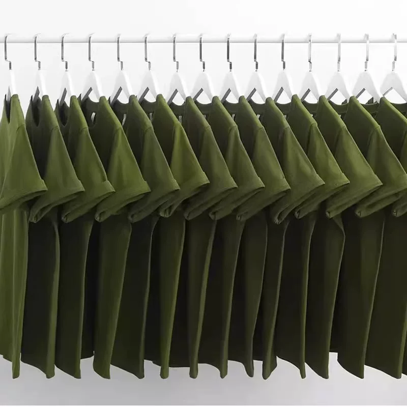 Xả kho hàng hiệu ~ Hàng tồn kho xuất khẩu, áo thun cotton nguyên chất tay ngắn, size lớn, may sẵn, dành cho nam và nữ, kiểu dáng rộng rãi, màu trơn cổ điển