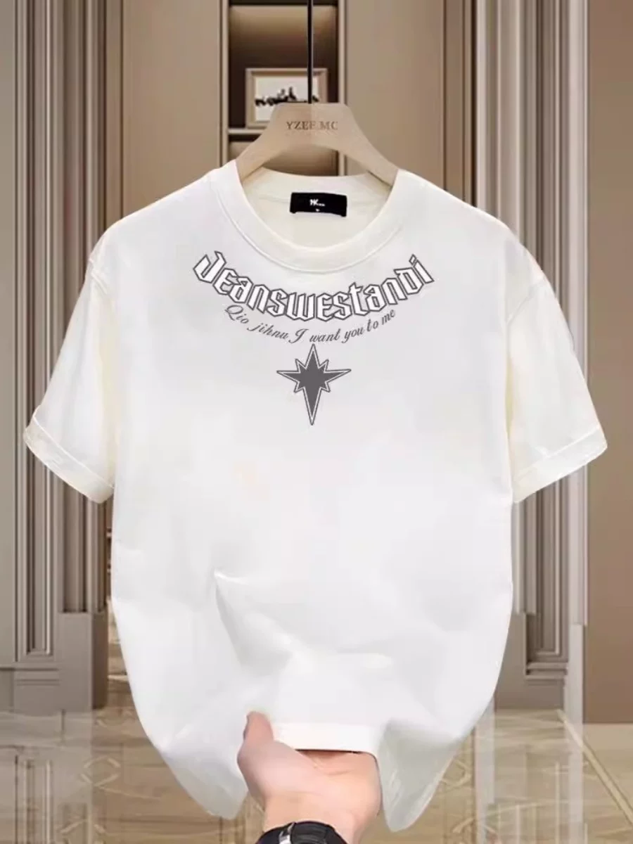 Đồ xuất khẩu dư thừa ~ Cắt mác, thu hồi, xuất khẩu áo thun cotton nguyên chất kiểu Mỹ tay ngắn, mẫu mới 2024, thời trang cặp đôi, unisex