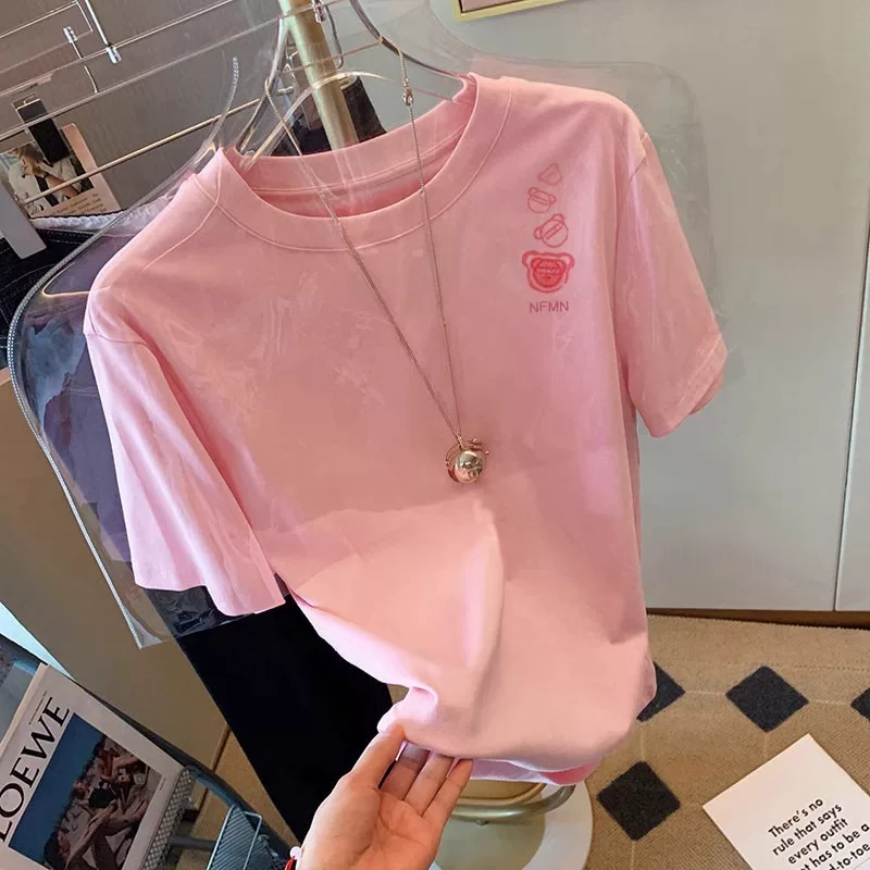 Áo thun cotton 100% tay ngắn, kiểu dáng mới đơn giản, thời trang, rộng rãi, xuất khẩu, thanh lý kho, dành cho nam và nữ