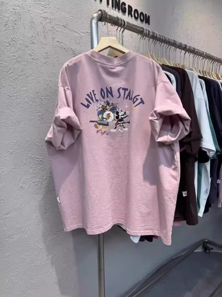 Áo thun cotton in họa tiết tay ngắn đa năng, hàng xuất khẩu, thanh lý mùa hè 2025