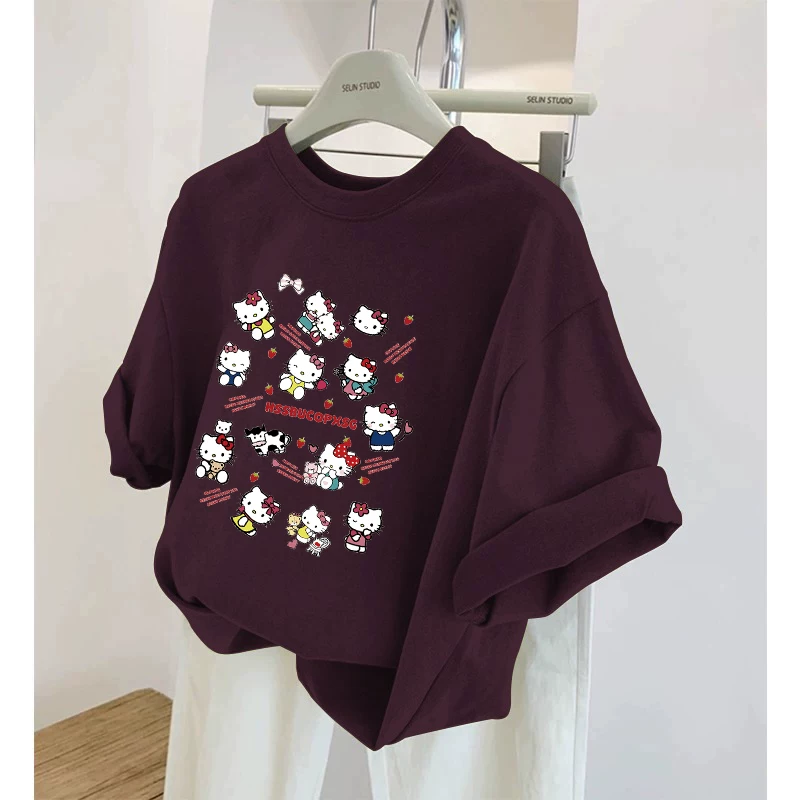 Giảm giá đặc biệt~ Hàng xuất khẩu dư thừa, áo thun cotton in hình hoạt hình thời trang, dáng rộng, chất liệu cotton nguyên chất, giảm giá dành cho nam và nữ