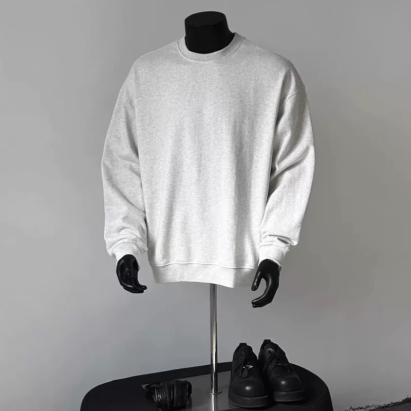 Đồ xuất khẩu dư thừa ~ Áo thun cổ tròn trơn màu, dáng rộng, unisex, chất liệu mềm mại, xuất xưởng sớm mùa thu