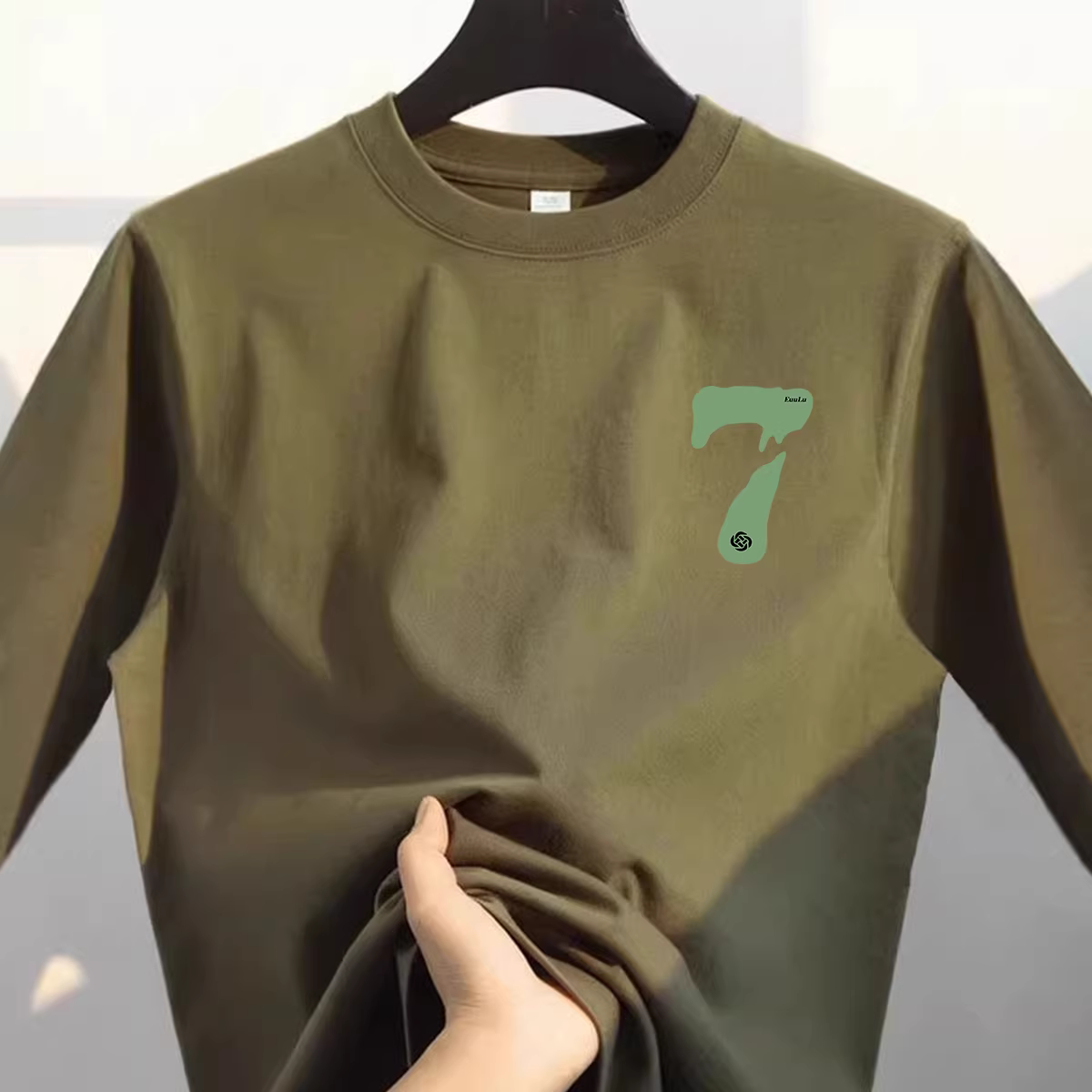 Outlet~ Áo thun cotton thuần chất mới xuất khẩu, kiểu dáng đơn giản, rộng rãi, dài tay, dành cho nam và nữ, thích hợp làm lớp áo lót.