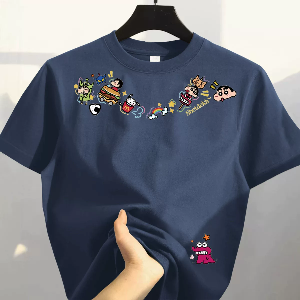Giảm giá đặc biệt~ Hàng xuất khẩu dư thừa, hàng giảm giá, áo thun cotton ngắn tay in hình hoạt hình mới dành cho cặp đôi nam nữ.