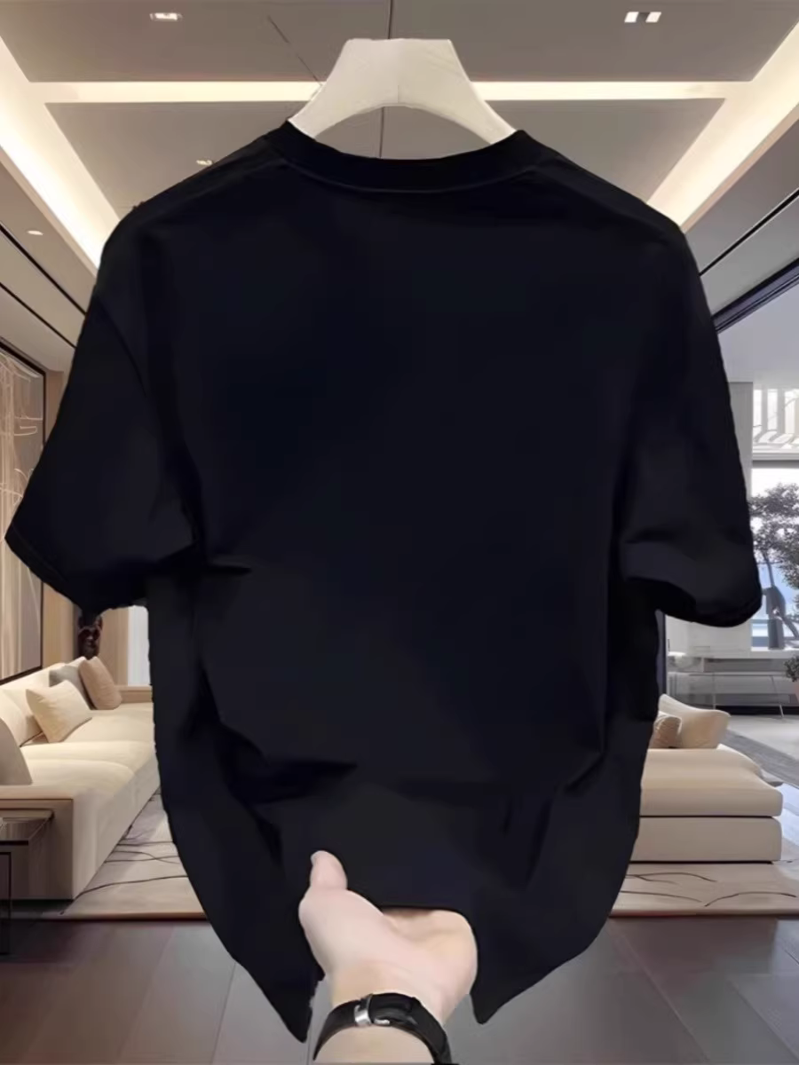 Đơn hàng xuất khẩu dư thừa ~ Cắt nhãn, thu hồi, áo thun ngắn tay cao cấp xuất khẩu, đồ đôi, thương hiệu thời thượng, áo cổ tròn rộng rãi