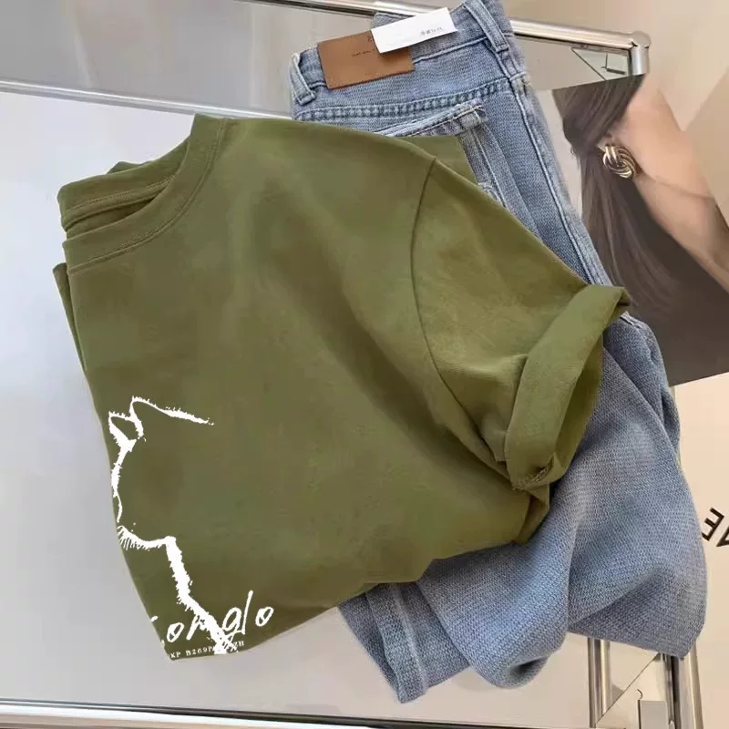 Đồ xuất khẩu dư thừa ~ Áo thun cotton ngắn tay mùa hè, may sẵn, xuất khẩu, kiểu dáng rộng rãi, unisex