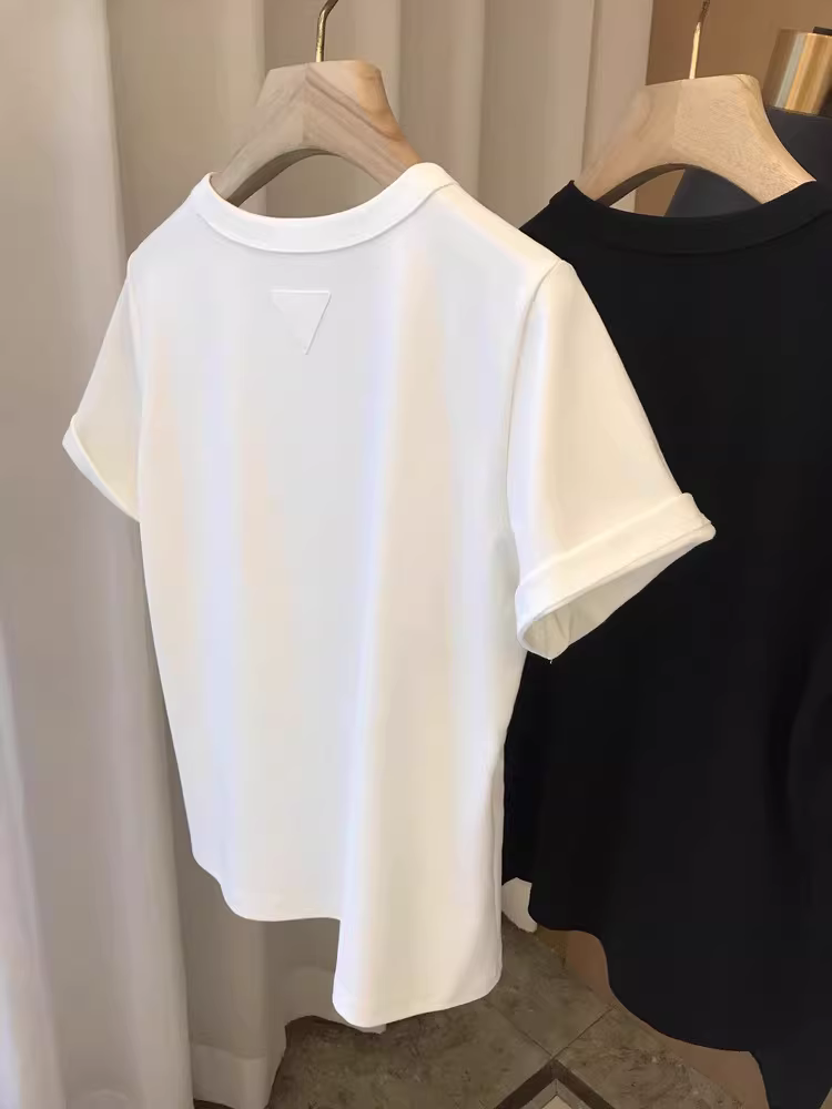 Áo thun tay ngắn unisex màu trơn đa năng, hàng xuất khẩu, thanh lý mùa hè 2025