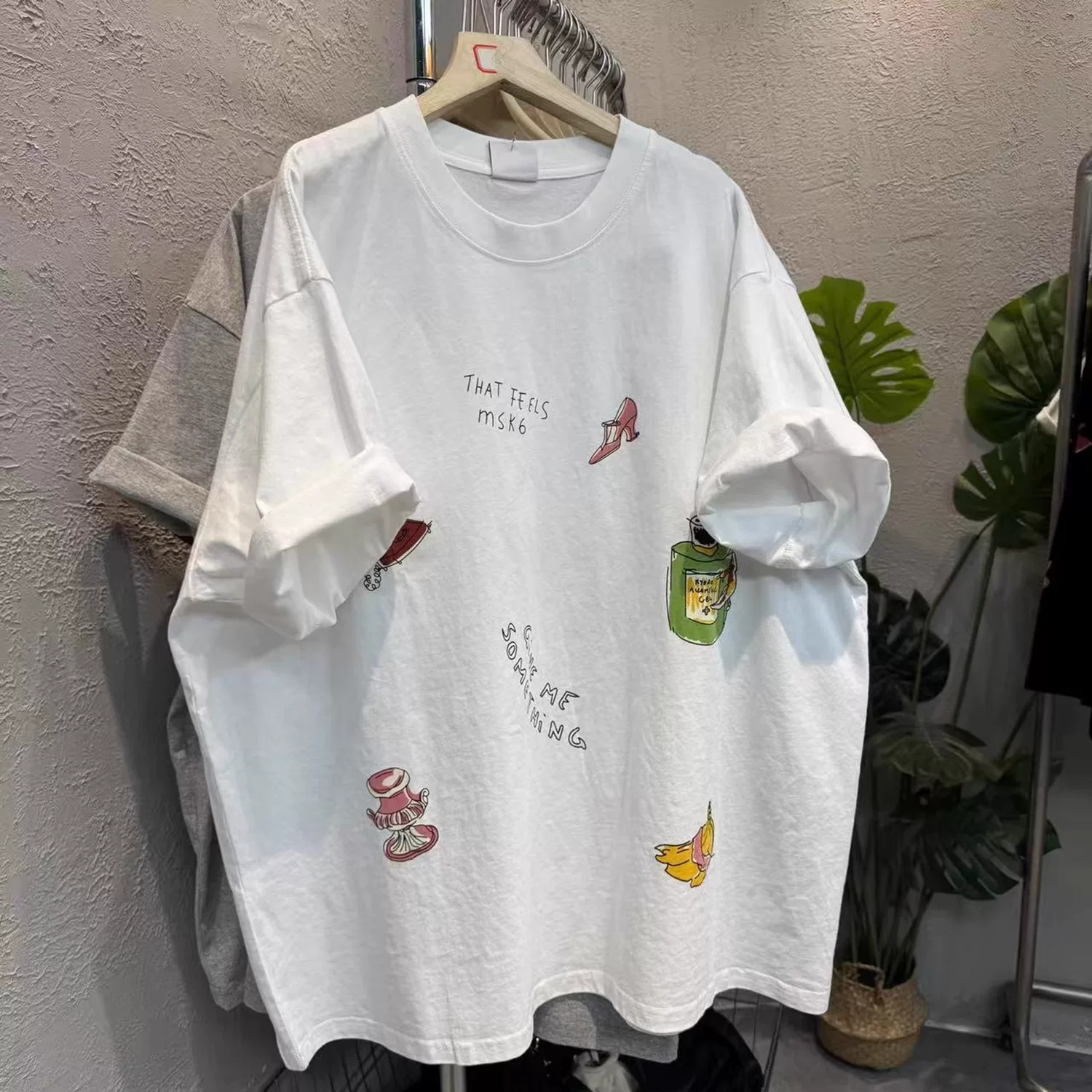 Outlet~ Thương hiệu xuất khẩu thanh lý hàng tồn kho mùa hè mới đa năng áo thun ngắn tay in hình unisex bằng cotton nguyên chất