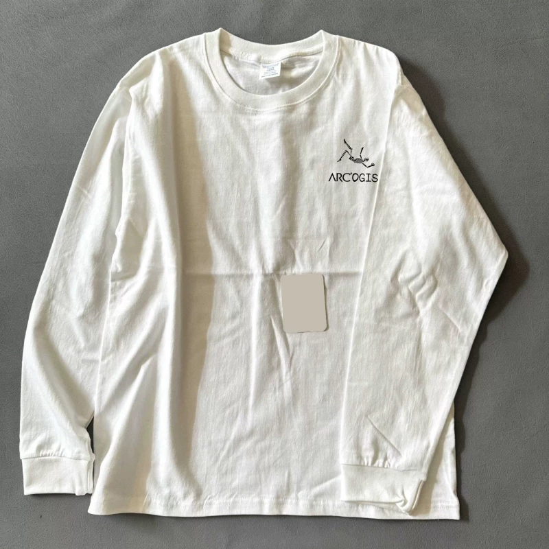Outlet~ Hàng xuất khẩu, kiểu dáng đơn giản mới, áo thun dài tay unisex đa năng, chất liệu cotton nguyên chất dành cho mùa thu.