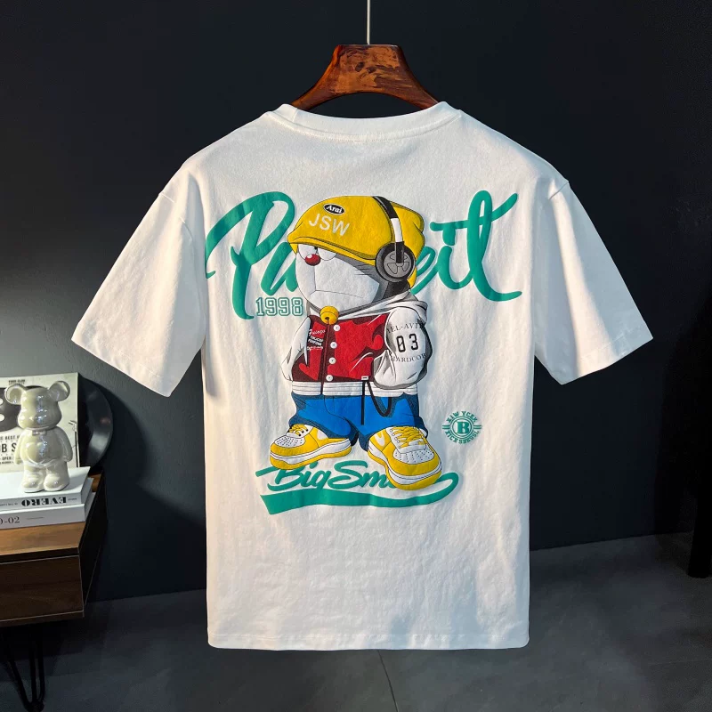 Outlet~ Hàng xuất khẩu thanh lý, giá hời phong cách Hồng Kông, áo thun cotton nguyên chất in họa tiết mùa hè tay ngắn mới 100%