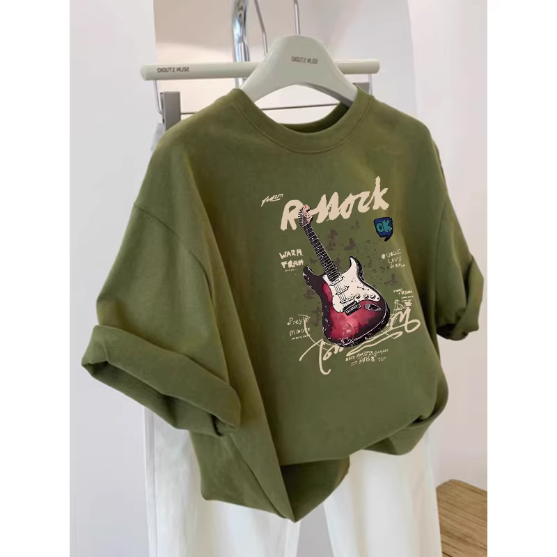 Outlet~ Áo thun ngắn tay in họa tiết cotton nguyên chất đa năng mùa hè mới của thương hiệu xuất khẩu