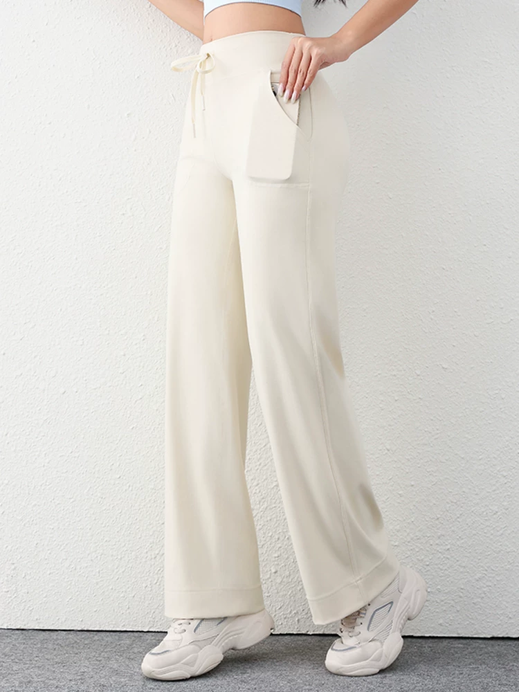 Quần tập thể dục dáng rộng có dây rút dành cho nữ Jiumai Yipin, che phủ toàn thân, thích hợp cho yoga, chạy bộ, tập luyện, quần thường ngày mùa xuân và mùa thu.