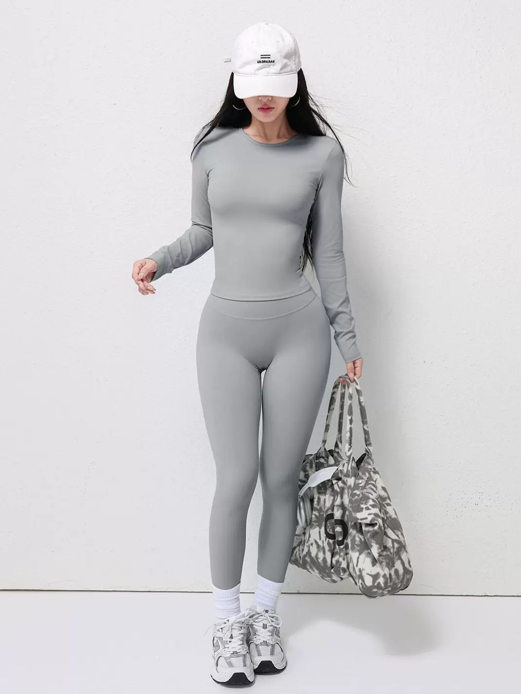 Áo thun thể thao dài tay dành cho nữ Jiumai Yipin, bộ quần áo tập yoga Pilates mùa thu đông bó sát, quần áo tập thể dục nhanh khô