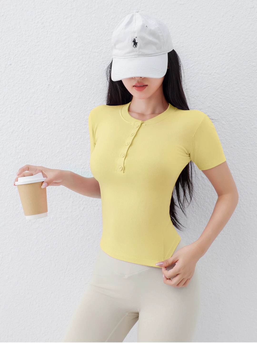 Jiumai Yipin Hunter Training Sports Tay áo ngắn dành cho nữ mùa hè Slim Fit Yoga Top Áo thun thể dục thoáng khí.