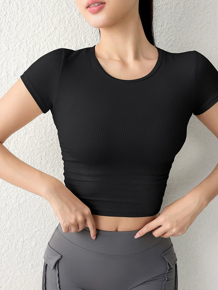 Áo thun thể thao ngắn tay kiểu mới mùa hè dành cho nữ, áo tập Pilates nhanh khô, ôm sát cơ thể