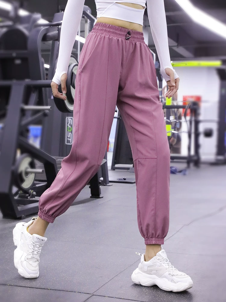 Quần jogger rộng rãi có bo gấu dành cho nữ, quần chạy bộ và tập thể dục, quần yoga cạp cao nhanh khô, phong cách thường ngày mùa thu đông.