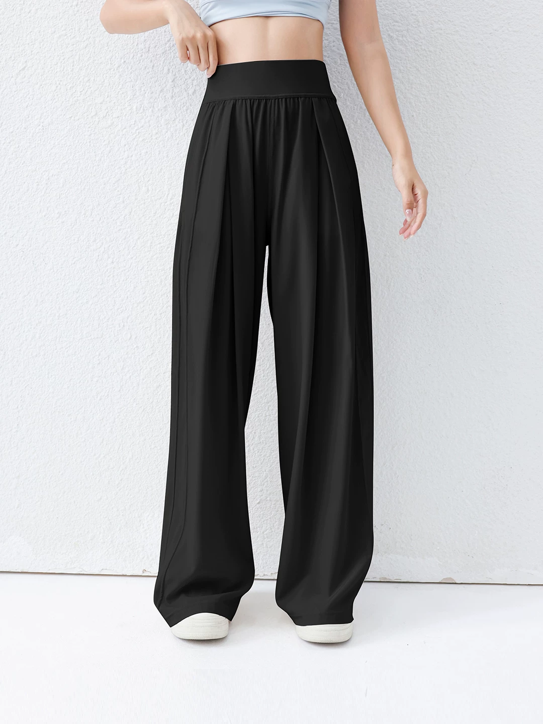 Quần tập yoga cao cấp Jiumai Quần ống rộng cạp cao mỏng mùa hè Quần tập thể dục dáng rộng nhanh khô Quần thể thao chống nắng