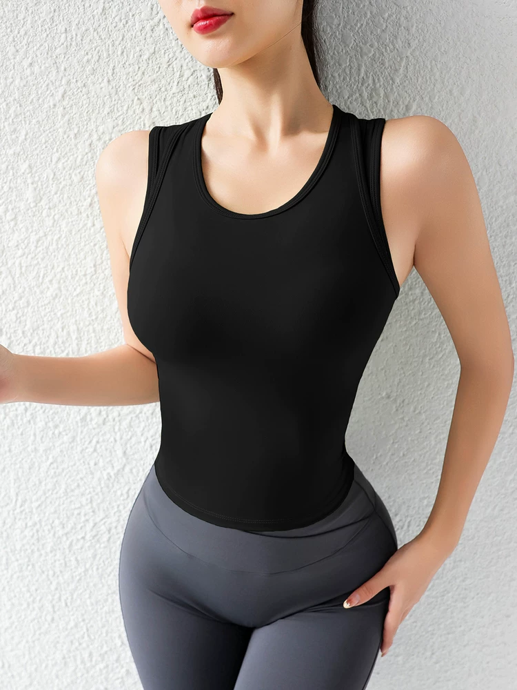 Áo vest nữ Jiumai Yipin có đệm ngực, áo ngực thể thao liền thân, áo không tay tập thể dục chạy bộ chống sốc.