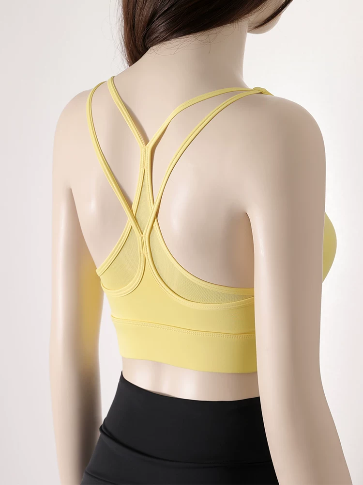 Áo tập yoga cường độ cao dành cho nữ, đồ lót tập thể dục chạy bộ buổi sáng mùa hè, áo ngực thể thao nhanh khô dùng làm áo khoác ngoài, có tác dụng nâng đỡ.