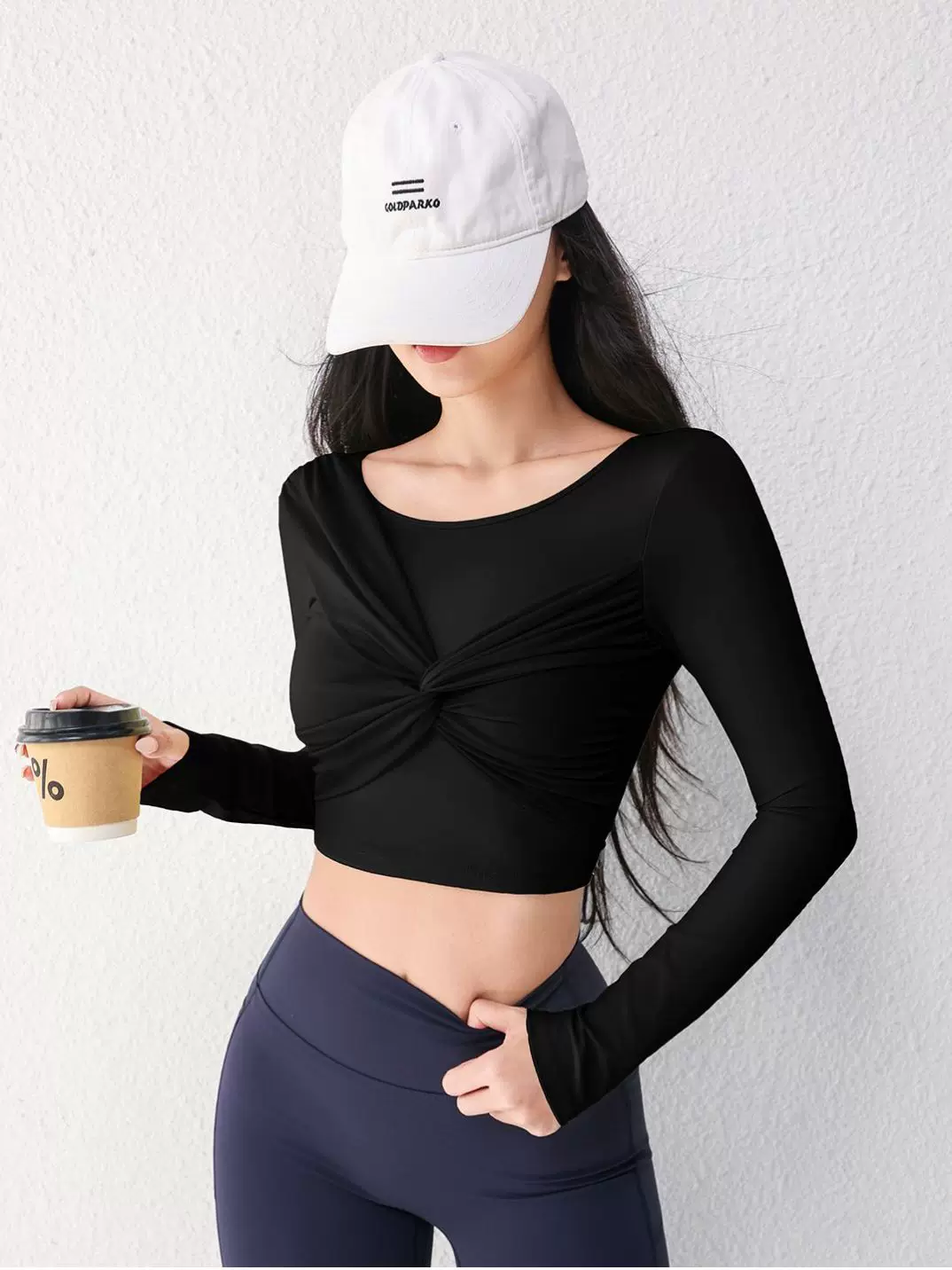 Áo thể thao mới dành cho nữ của Jiumai Yipin, trang phục tập Pilates lưng đẹp có đệm ngực, tay áo dài để chạy bộ, tập thể dục và yoga.