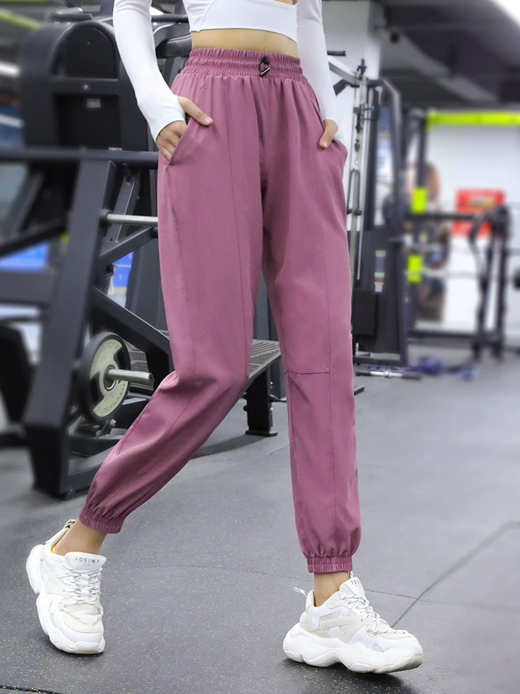 Quần jogger rộng rãi có bo gấu dành cho nữ, quần chạy bộ và tập thể dục, quần yoga cạp cao nhanh khô, phong cách thường ngày mùa thu đông.