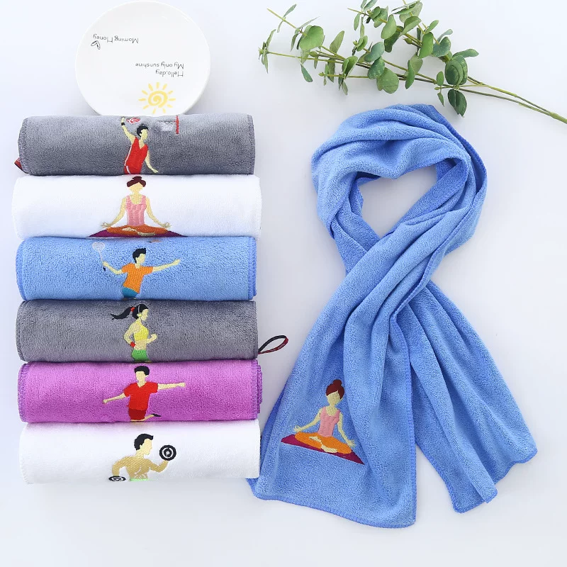 Khăn thể thao không xù lông, chất liệu cotton nguyên chất, kích thước lớn dùng để tắm, tập gym, chạy bộ, yoga, thấm hút mồ hôi.